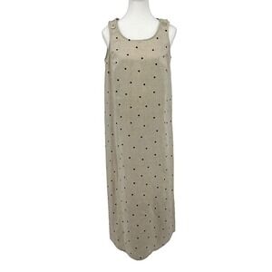Vintage 90's Requirements Maxi Dress Linen Blend Polka Dot Small‎